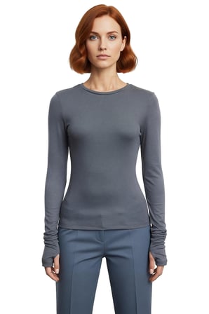 Kadın Antrasit Viskon Çizgili Fitted Uzun Kollu Basic Bluz Cool & Comfort Persona İle Günlük