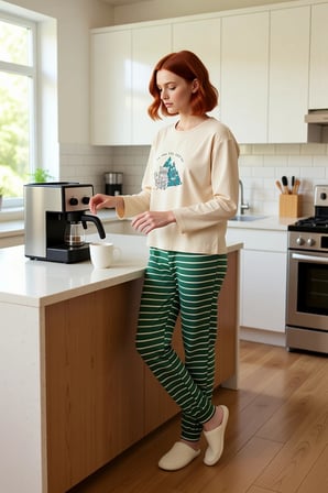 Kadın Kışlık Pijama Takımı %100 Pamuk Çizgili Rahat Premium Kalite Kaliteli İşçilik