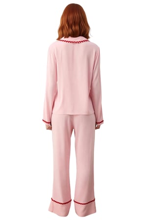 Kadın Viskon Gömlek Yaka Pijama Takımı Şerit Detaylı Fonksiyonel Dayanıklı Kaliteli Modern