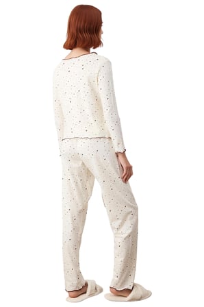 Kadın Kalp Desenli Penye Pijama Takımı Yumuşak Tuşe Fonksiyonel Dayanıklı Kaliteli Estetik