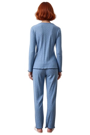 Kadın Çiçekli Fitilli Pijama Takımı Fonksiyonel Dayanıklı Kaliteli Konforlu Estetik Modern