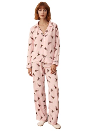 Kadın Çok Renkli Baskılı Viskon Pijama Takımı Fonksiyonel Dayanıklı Kaliteli Konforlu Spor