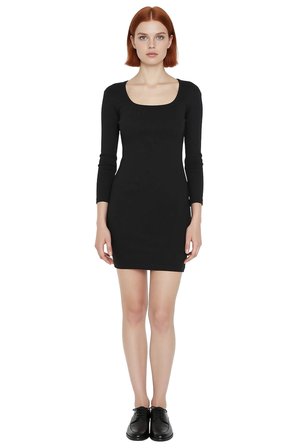 Kadınlar İçin Havuz Yaka Uzun Kollu Bodycon Fitilli Mini Elbise Şık Kışlık Günlük Stil İdeal