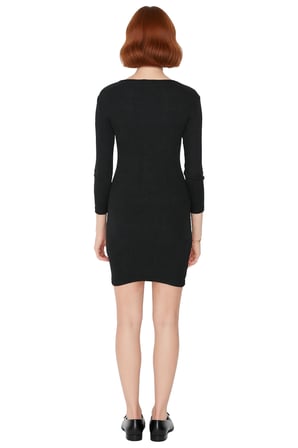 Kadınlar İçin Havuz Yaka Uzun Kollu Bodycon Fitilli Mini Elbise Şık Kışlık Günlük Stil İdeal