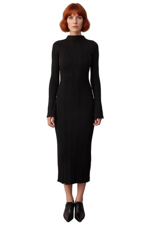 Kadın Bodycon Kesim Dik Yaka Uzun Kol Maxi Triko Elbise Kış Aylarında Şık ve Rahat Bir Tarz Sunar