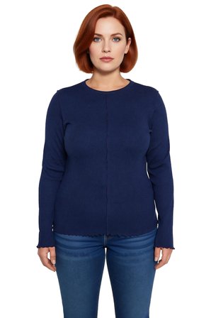 Kadın Bisiklet Yaka Fitilli Örme Kaşkorse Bluz Cool & Comfort Koleksiyonu Günlük Kullanım