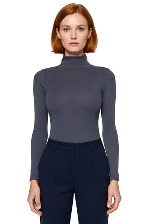 Kadın Fitted Balıkçı Yaka Uzun Kollu Basic Siluet Esnek Örme Bluz Cool & Comfort Tarzıyla Günlük