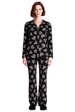Kadın Kalp Desenli Pijama Takımı Fonksiyonel Dayanıklı Kaliteli Konforlu Estetik Premium Şık