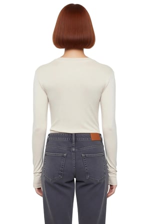 Kadın Pembe Viskon Ribana Dokulu Fitted Bisiklet Yaka Uzun Kollu Crop Bluz Günlük Kullanıma Uygun