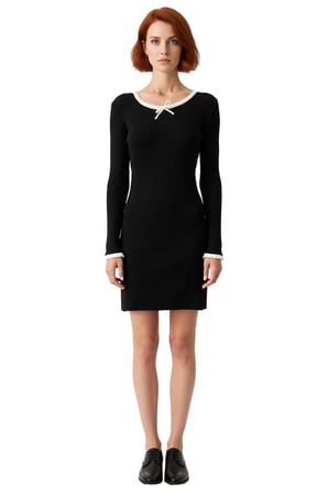 Kadın Bodycon Kesim Bisiklet Yaka Uzun Kollu Triko Mini Elbise Şık Ve Rahat Tarz Sunar Kaliteli