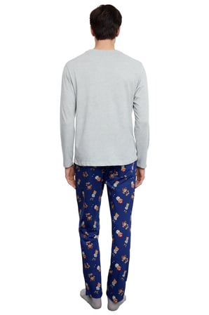 Erkek Ayıcık Desenli Bisiklet Yaka Pijama Takımı Fonksiyonel Dayanıklı Kaliteli Konforlu Şık