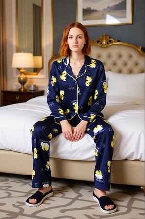 Genç Ördek Desenli Pamuklu Pijama Takımı Kadın Fonksiyonel Dayanıklı Kaliteli Konforlu Şık