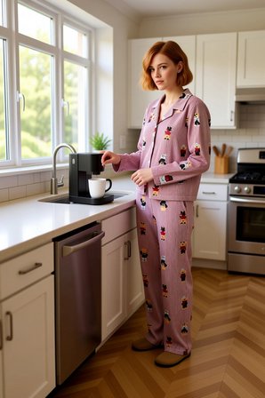 Kadın Ayıcık Desenli Gömlek Yaka Pijama Takımı Fonksiyonel Dayanıklı Kaliteli Konforlu Şık