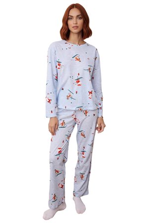 Kadın Kayakçı Desenli Pijama Takımı Fonksiyonel Dayanıklı Kaliteli Konforlu Estetik Modern