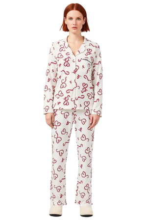 Kadın Kalpli Yılbaşı Desenli Gömlek Yaka Pijama Takımı Fonksiyonel Dayanıklı Kaliteli Spor