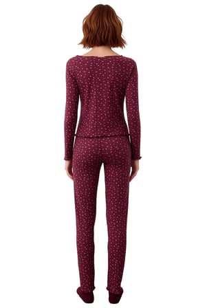 Kadın Çiçekli Fitilli Pijama Takımı Fonksiyonel Dayanıklı Kaliteli Konforlu Estetik Modern