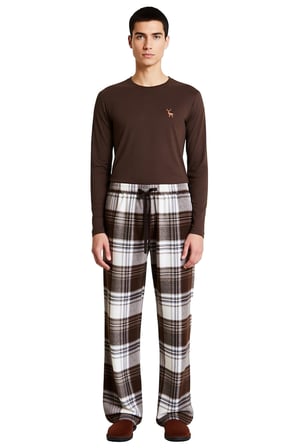 Erkek Ekose Flanel Pijama Takımı Bisiklet Yaka Fonksiyonel Dayanıklı Kaliteli Konforlu Şık