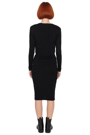 Kadın Bodycon Düz Triko Midi Elbise Uzun Kollu V Yaka Günlük Şık ve Rahat Kombinler İçin Kaliteli