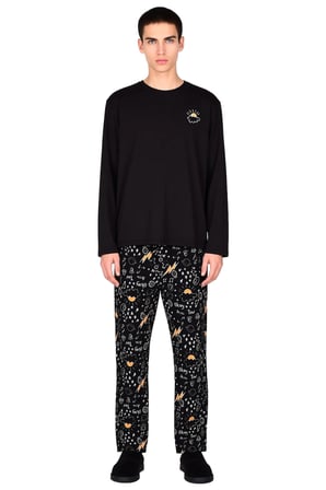 Erkek Haki Galaksi Desenli Nakışlı Pijama Takımı Fonksiyonel Dayanıklı Kaliteli Konforlu Şık