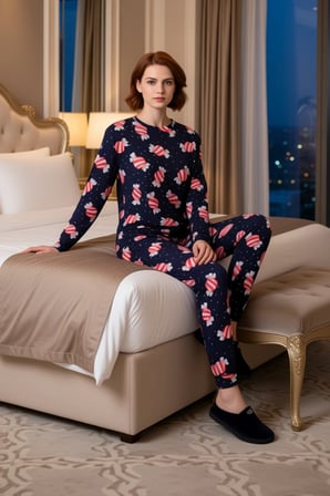 Kadin Seker Desenli %100 Pamuklu Pijama Takımı Fonksiyonel Dayanıklı Kaliteli Konforlu Şık