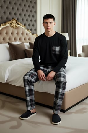 Erkek Ekose Detaylı Flanel Pijama Takımı Fonksiyonel Dayanıklı Kaliteli Konforlu Estetik Şık
