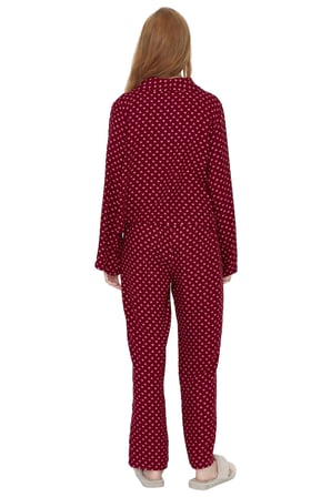 Kadın Kalp Desenli Viskon Pijama Takımı Fonksiyonel Dayanıklı Kaliteli Konforlu Estetik Şık