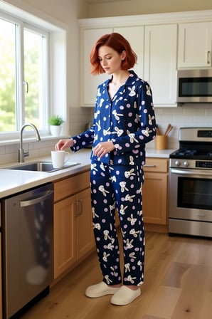 Kadın Viskon Tavşan Desenli Gömlek Pantolon Pijama Takımı Fonksiyonel Dayanıklı Kaliteli Şık