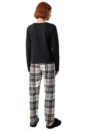 Kadin Kirmizi Yılbaşı Temali Pamuklu Pijama Takımı Fonksiyonel Dayanıklı Kaliteli Konforlu