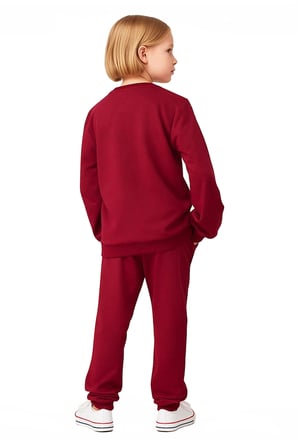 Kız Çocuk Alt-Üst Pamuklu New York Baskılı Bisiklet Yaka Sweatshirt ve Eşofman Takımı Kaliteli Şık