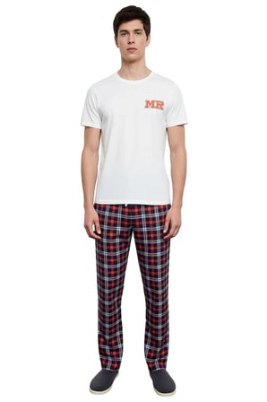 Erkek Bisiklet Yaka Baskılı Regular Fit Pijama Takımı Fonksiyonel Dayanıklı Kaliteli Rahat