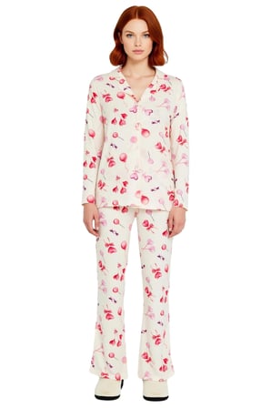 Kadın Kalp Desenli Pijama Takımı Fonksiyonel Dayanıklı Kaliteli Konforlu Estetik Premium Şık