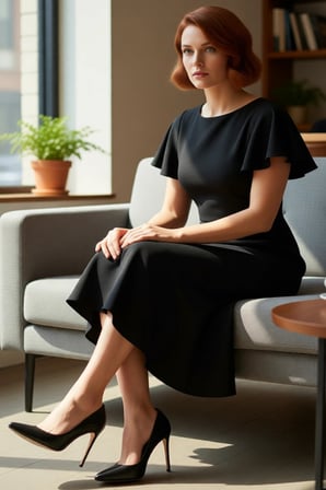 Kadın Büyük Beden Bodycon Midi Elbise Melek Kol Dokuma Kumaş Bisiklet Yaka Şık Günlük Stile Uygun