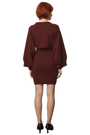 Kadın Triko Bisiklet Yaka Uzun Kollu Bolero Mini Bodycon Elbise Takımı Modern Şıklık Kaliteli