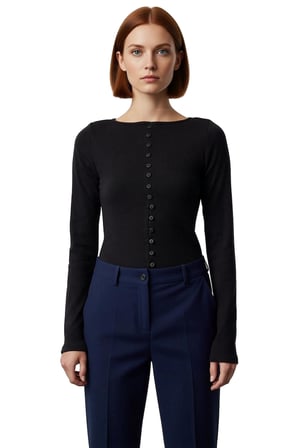 Kadın Fitted Bisiklet Yaka Uzun Kollu Düğmeli Haki Renk Esnek Dokuma Bluz Günlük Kış Modası İçin