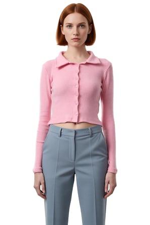 Kadın Fitted Polo Yaka Gömlek Yaka Düğme Detaylı Bluz Uzun Kollu Vücuda Oturan Esnek Örme Kışlık