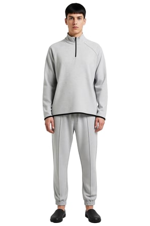 Erkek Ottoman Dokulu Fermuarli Sweatshirt ve Pantolon Pijama Takımı Fonksiyonel Dayanıklı Şık