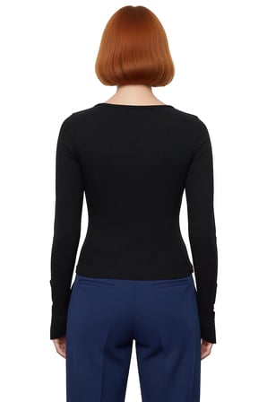 Kadın Fiyonk ve Cut Out Detaylı Bisiklet Yaka Slim Vücuda Oturan Örme Bluz Günlük Kullanım
