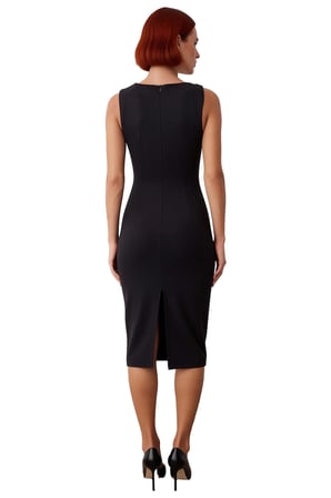 Kadınlar İçin Şık Ve Modern Bodycon Midi Elbise Asimetrik Yaka Detaylı Kolsuz Tasarım Kaliteli