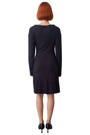 Kadın Bodycon Kaşkorse Düşük Kol Kayık Yaka Mini Elbise Büzgü Detaylı Kışlık Şık Günlük Stile Uygun
