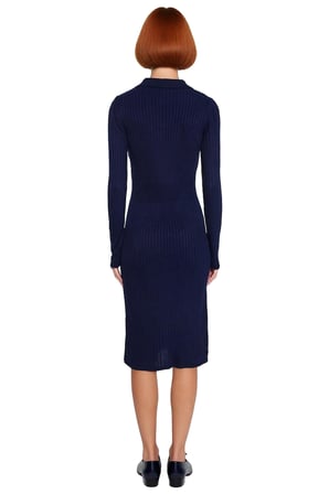 Kadın Triko Bodycon Midi Uzun Kol Polo Yaka Düz Elbise Şık ve Konforlu Kışlık Günlük Giyim