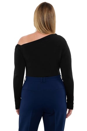 Kadın Asimetrik Yaka Büzgülü Sandy Dokuma Polyester Bluz Günlük Kullanıma Uygun Uzun Kollu