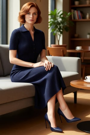 Kadın Kahverengi Bodycon Maxi Polo Yaka Standart Kısa Kollu Triko Elbise Günlük Şık Rahat İlkbahar