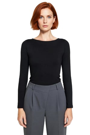 Kadın Fitted Kırmızı Kayık Yaka Uzun Kollu Likralı Penye Süprem Bluz Günlük Kombinler İçin İdeal