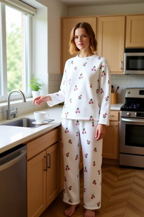 Kadın Çiçekli Fitilli Örme Pijama Takımı Fonksiyonel Dayanıklı Kaliteli Konforlu Estetik Şık