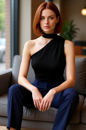 Tek Omuzlu Örme Bluz Choker Yaka Günlük Şık Tarz Özel Tasarım Rahat Ve