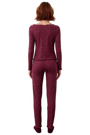 Kadın Çiçekli Fitilli Pijama Takımı Fonksiyonel Dayanıklı Kaliteli Konforlu Estetik Modern
