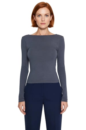 Kadın Fitted Kayık Yaka Uzun Kollu Basic Bluz Şık ve Konforlu Günlük Kullanım İçin İdeal İki Renk