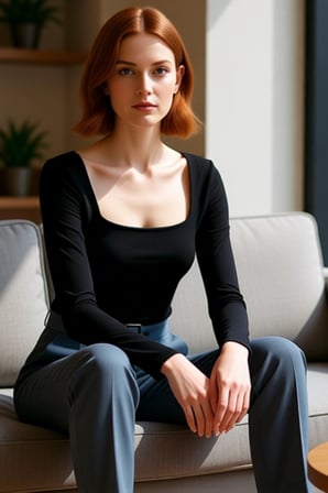 Kadın Gri Kare Yaka Fitted Uzun Kollu Pamuklu Bluz Günlük Kullanım İçin Cool & Comfort Özellikli