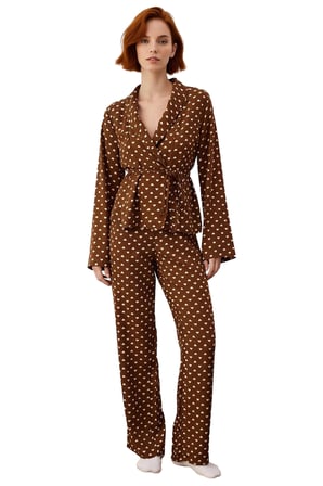 Kadın Kalp Desenli Viskon Pijama Takımı Fonksiyonel Dayanıklı Kaliteli Konforlu Estetik Şık