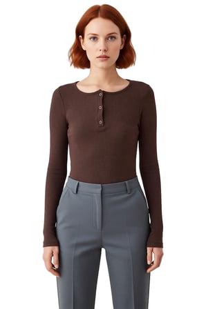 Kadın Fitted Vücuda Oturan Esnek Örme Bluz Havuz Yaka Standart Kol Çıtçıt Detaylı Kışlık Casual